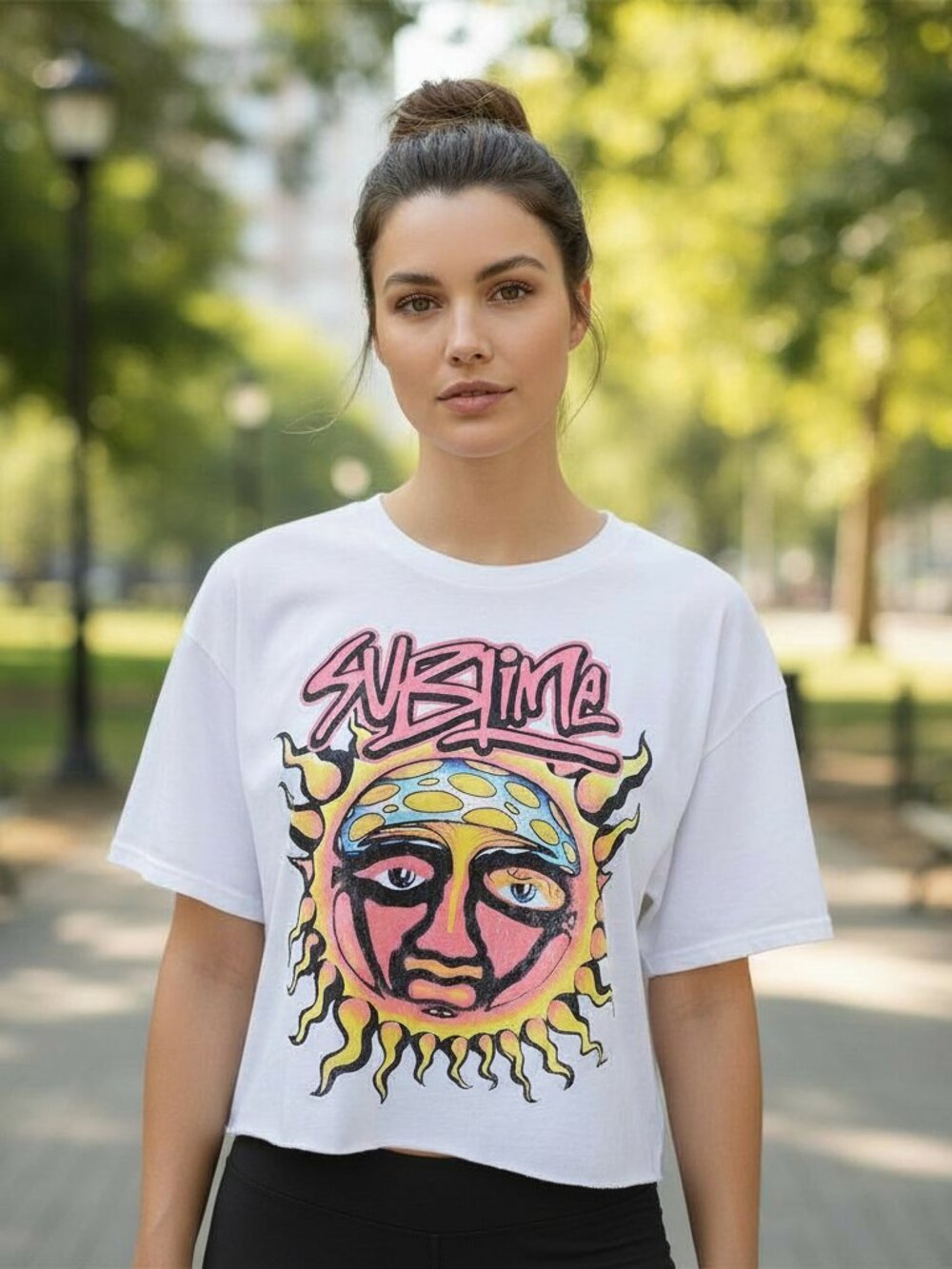 Sublime Women's White Short-Sleeve Graphic Crop Tee